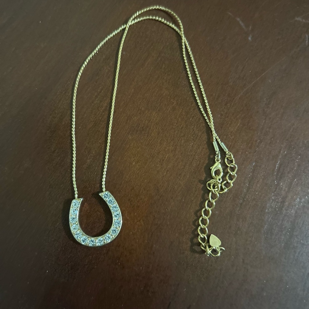 Rhinestone and gold horseshoe necklace